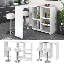 Vicco Bartisch VEGA Weiß Bartresen Stehtisch Tisch Tresentisch Bistrotisch Küche inkl. Barhocker