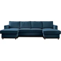 Best Mobilier Jake, Ecksofa, Blau, 7 Sitz(e), Jake, Samt, Holz - Blau