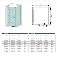 120x90x195cm Duschkabine Eckeinstieg Duschkabine  Drehtür Duschwand Duschkabine 6mm Nano Glas - Transparent/Silber