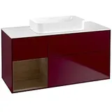 Villeroy & Boch Finion Waschtischunterschrank F701GNHB 120x60,3x50,1cm, Regal links Walnut veneer, Peony Matt