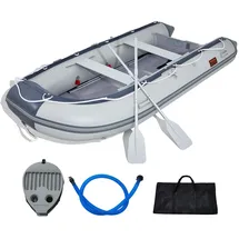 Vevor Schlauchboot, 6-Personen-Sportboot mit Heckspiegel, Marine-Holzboden und Verstellbarer Aluminiumbank, 680 kg Aufblasbares Fischerbootfloß, Aluminiumruder, Luftpumpe und Tragetasche