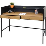 Mendler Schreibtisch HWC-J79, Bürotisch Computertisch Arbeitstisch, Schublade 120x50cm Holz Metall Eiche-Optik