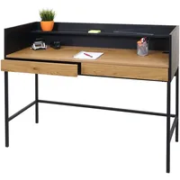 Mendler Schreibtisch HWC-J79, Bürotisch Computertisch Arbeitstisch, Schublade 120x50cm Holz Metall Eiche-Optik
