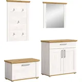 Home Affaire Garderoben-Set »Cosenza, Breite 190cm, in Sibiu Lärche/Artisan Nachbildung«, (4 St.), Flurmöbel, Dielenmöbel, Kombination, Diele, Garderobe, Garderobenmöbel weiß