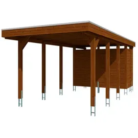 SKANHOLZ Carport Friesland 3,20 x 7,08 m nussbaum inkl. Abstellraum