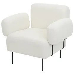 Lounge-Sessel HWC-L83b, Cocktailsessel Polstersessel Sessel, Boucl√© Stoff/Textil Metall, creme-wei√ü