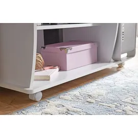 KADIMA DESIGN Computertisch GRASSE rollbar Weiß 90 x 71 x 50 cm mit Tastaturauszug, Laptop Tisch auf feststellbaren Rollen, PC-Tisch mit Drucker-Ablage