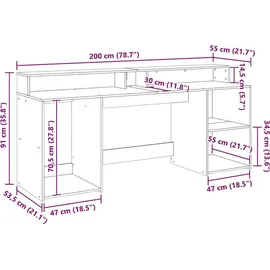 vidaXL Schreibtisch Artisan-Eiche braun
