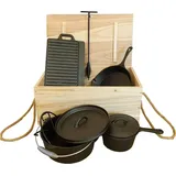 Westerholt Gusseisen Koch- und Grillset 7-tlg. in Holzkiste