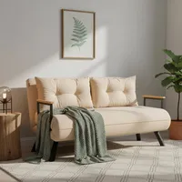 Calvin Schlafsofa 2-sitzer, Mit Stauraum, Umklappbar, Click-clack-system, 133x78 Cm Cremeweiß