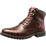 Dcbdx Desert Boots Herren Stiefeletten aus Leder Wasserdichtes Arbeitsstiefel Motorrad Stiefel Schnürstiefel Boots,Braun,47 EU - 47 EU