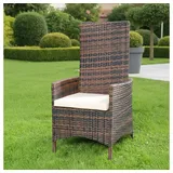 Mucola Gartenstuhl Relaxsessel Loungestuhl Sitzmöbel Verstellbar Polyrattan Gartenset (Stück, 1 St), Kissen inkl. Reißverschluss, daher abnehm- und waschbar braun