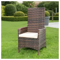 Mucola Gartenstuhl Relaxsessel Loungestuhl Sitzmöbel Verstellbar Polyrattan Gartenset (Stück, 1 St), Kissen inkl. Reißverschluss, daher abnehm- und waschbar braun