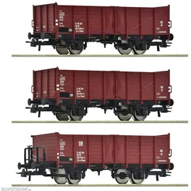 Roco 3-tlg. Set: Offene Güterwagen DR 6600146 H0