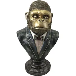 Polyresin Figur Gorilla Büste antik/gold 35cm