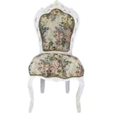 Casa Padrino Barock Esszimmer Stuhl Blumen Muster / Antik Weiss - Antik Stil Möbel - Weiß