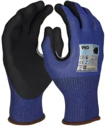 Fitzner Nitril Schnittschutzhandschuh Pro Cut D, blau/schwarz 6030-8 , 1 Packung = 12 Paar, Größe 8