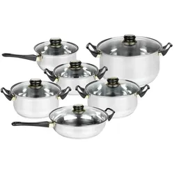 Haushalt International HI 21030 Edelstahl Kochtopf Topf Set 12tlg