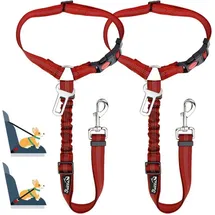 luxuskollektion Hunde Sicherheitsgurt Auto 2-in-1 rot 2 Stück