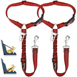 luxuskollektion Hunde Sicherheitsgurt Auto 2-in-1 rot 2 Stück