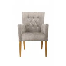 Home Affaire Armlehnstuhl Cortega Esszimmerstuhl mit Knopfheftung (1 St), Beingestell Massivholz, bequem gepolstert weiß