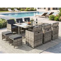 Swing&Harmonie Vegas Polyrattan Sitzgruppe Esstisch schwarz
