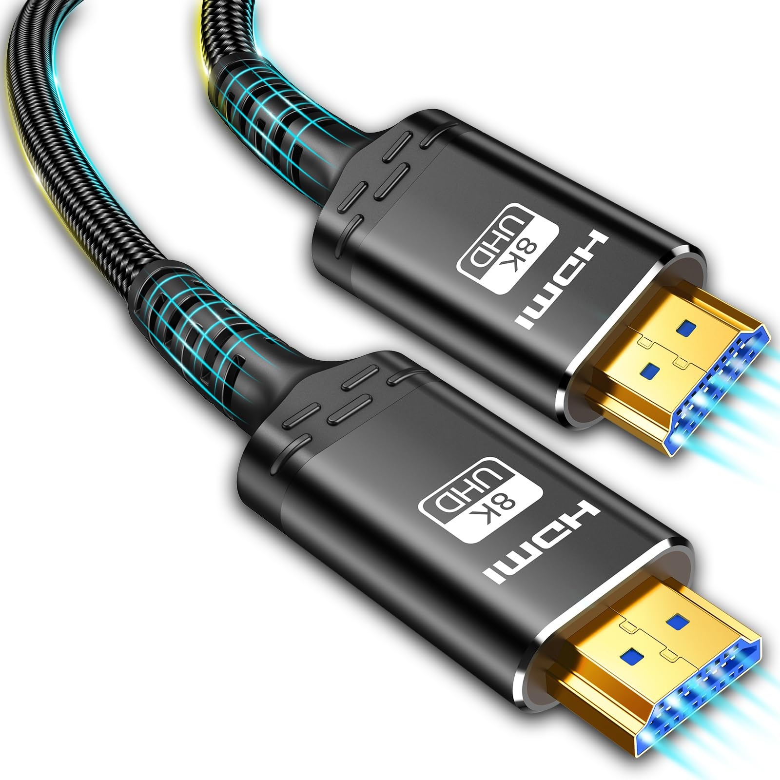 Akake HDMI-Kabel 8K, 0,5M, 1M, 1,5M, 2M, 3M, 5M, 6M, 7,5M, 10M High Speed, 48 Gbit/s bei 4 K @ 120 Hz, Videoauflösung 8K @ 60 Hz und HDR-Unterstützung.