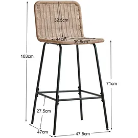 Möbel Kraft Barhocker 2er-Set ¦ braun ¦ Maße (cm): B: 47,5 H: 103