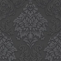Profhome Barocktapete 0,64 m x 10 m 5,33 m2 Schwarz/Silber/Grau 368984-GU