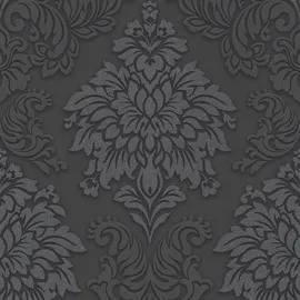 Profhome Barocktapete 0,64 m x 10 m 5,33 m2 Schwarz/Silber/Grau 368984-GU