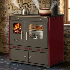 prometey ltd Küchenofen Holzherd ECO LUX INOX, Edelstahlbackfach, bordeaux, rechte Version