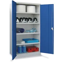 Pavoy Schwerlastschrank, 3 Fachböden a 120 kg, 3 Schubladen a 175 mm, Ral 7035/5012