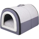 Pevfeciy Hundehütte Hundehöhle Hundebett Katzenhöhle Tierbett Hundehaus 2 in 1 Hundehütte waschbares tragbare Hundehütte,Grau,XL