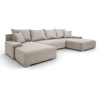 lookway Ecksofa LAVIO U mit Schlaffunktion und Bettkasten 3-Sitzer Beige