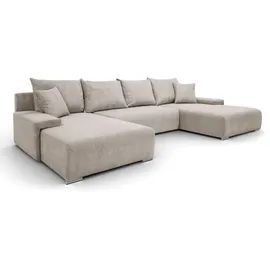 lookway Ecksofa LAVIO U mit Schlaffunktion und Bettkasten 3-Sitzer Beige