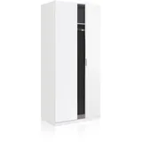 Habitdesign Zweitüriger Kleiderschrank, Farbe Weiß, Maße 81,5 x 180 x 52 cm