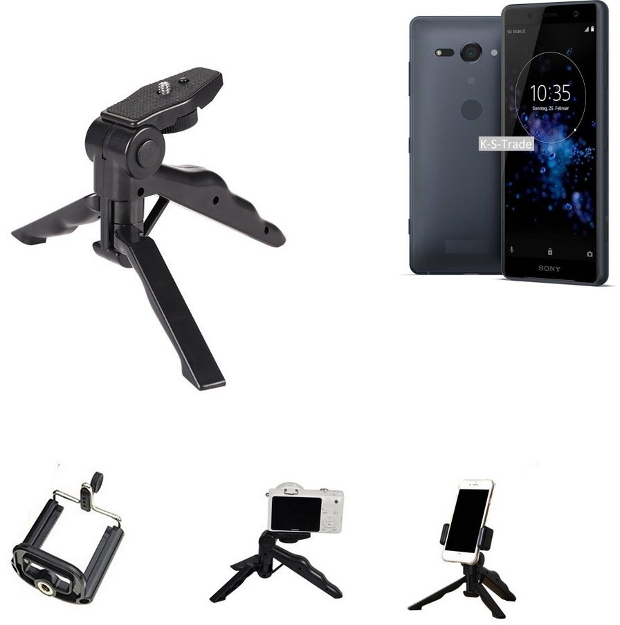 K-S-Trade für Sony Xperia XZ2 Compact Smartphone-Halterung, (Stativ Tisch-Ständer Dreibein Handy-Stativ Ständer Mini-Stativ) schwarz