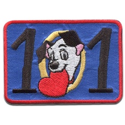 Disney Aufnäher Bügelbild, Aufbügler, Applikationen, Patches, Flicken, zum aufbügeln, Polyester, 101 Dalmatiner Lucky – Größe: 6,3 x 4,5 cm blau