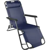 VCM, Liegestuhl, klappbare Sonnenliege Relaxliege Liegestuhl Navy Klappliege Stahl (155 cm)
