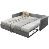 Flieks Daybett, Tagesbett Schlafsofa mit Unterbett 90x200cm/180x200cm Samt grau 99 cm x 213 cm x 74 cm