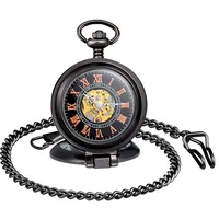 MICGIGI-Unisex Taschenuhr mit Kette Analog Handaufzug Ziffern Retro Recht-Winkel Lupe Mechanische Taschenuhren