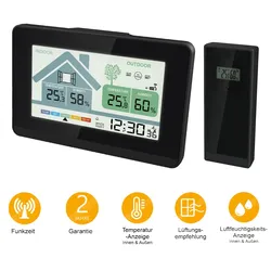 Miraval  Funk-Wetterstation mit Lüftungsempfehlung 1x Sensor LCD Farb Display Funk-Wetterstation mit Datumsanzeige