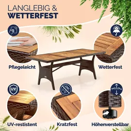 CASARIA Polyrattan Gartentisch 190 x 90 x 74 cm Braun