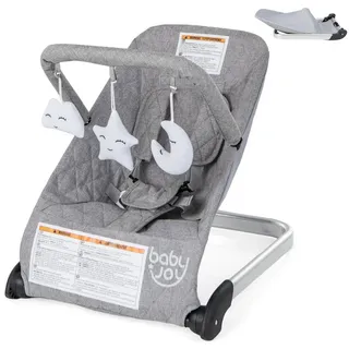 KOMFOTTEU Babywippe, tragbare Babyschaukel mit abnehmbarem Spielzeugbügel grau