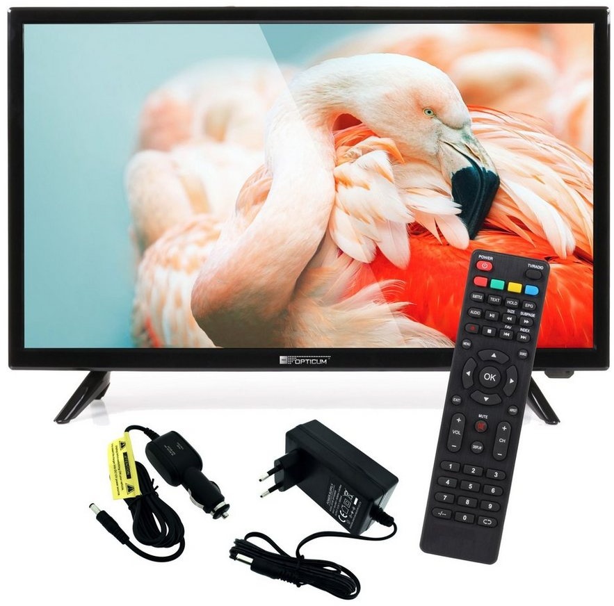 RED OPTICUM LE24Z1S LCD-LED Fernseher (61 cm/24 Zoll, inkl. KFZ Adapter - Full HD Camping Fernseher 12V) schwarz