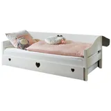 58 aufm Kessel Bettgestell Einzelbett Gillian 205x95x90 Kinderbett Massivholz/MDF Weiß lackiert (inkl. Versand, inkl. Bettschublade), Seniorenbett Gästebett Jugendbett Liegefläche 90x200 stabil hochwertig weiß