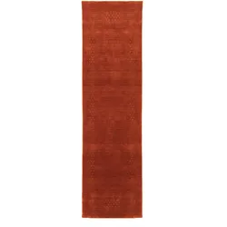 Läufer MORGENLAND "LORIBAFT NOVA", rot, B:80cm H:15mm L:300cm, Wolle, Teppiche, Schurwolle Luxus Bordüre, Wohnzimmer