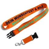 Kiwistar UG - Schlüsselband 25 mm - orange - beidseitig bedruckt mit Ihrem eigenen Schriftzug und Foto - individuell personalisiert - Lanyards Geschenkartikel Wunschtext - 25mm