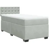 vidaXL Boxspringbett mit Matratze Hellgrau 90x200 cm Samt