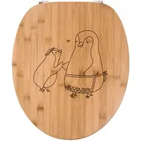 Mr. & Mrs. Panda WC-Sitz Pinguin mit Kind - Transparent - Geschenk, WC-Sitz, Mami, Klodeckel, (1-St), Versiegeltes Holz